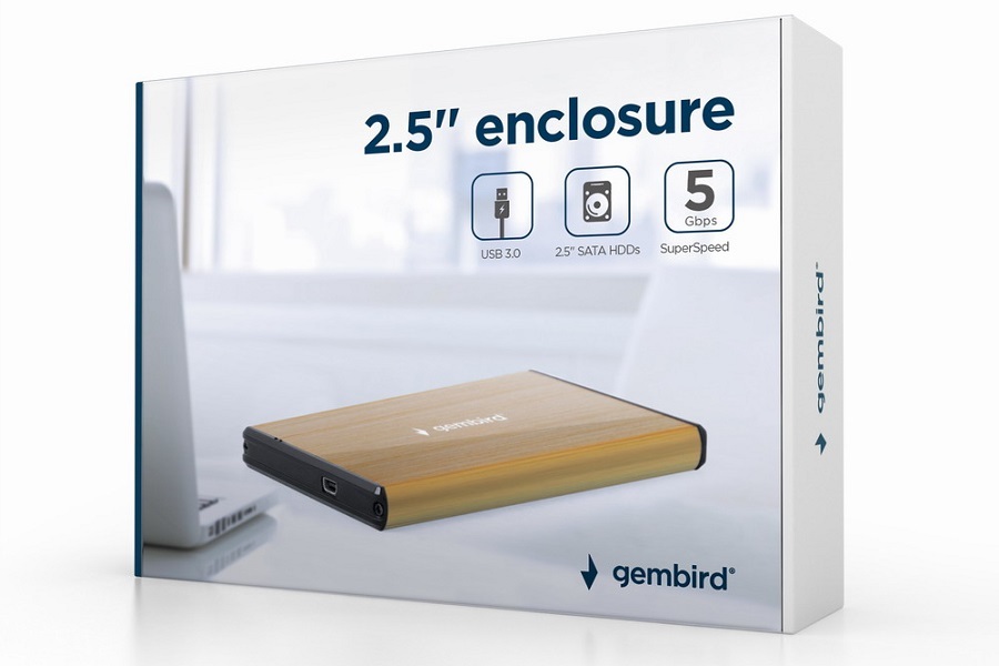 RAMKA GEMBIRD 2.5" USB 3.0 SATA ALU złota EE2U3S3GL Gembird Mogado